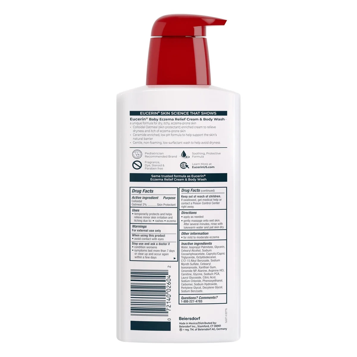 Eucerin Baby Eczema Relief Cream and Body Wash Gentle Cleanser - 13.5 fl oz