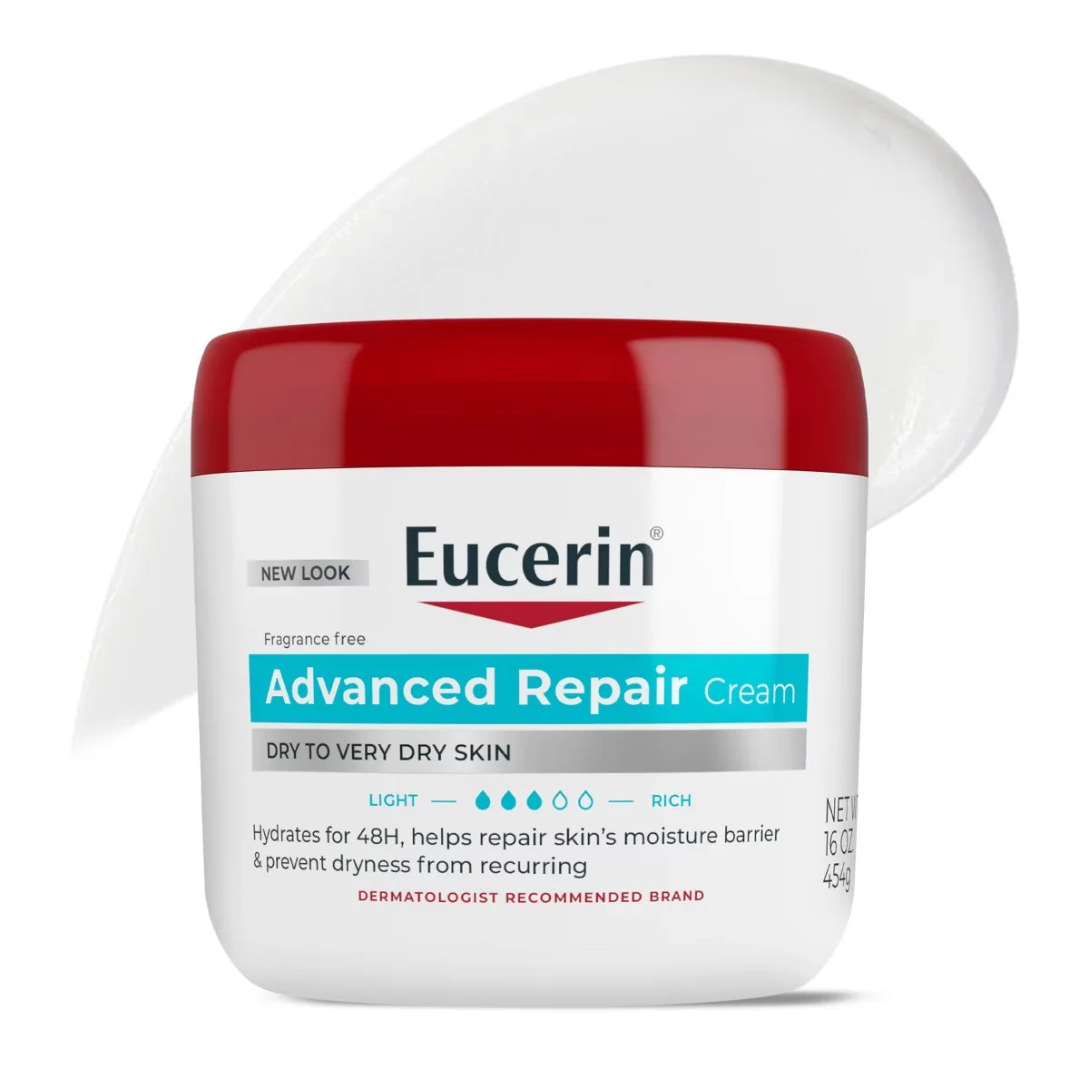 Eucerin Advanced Repair Fragrance Free Body Cream for Dry Skin Unscented - 16oz
