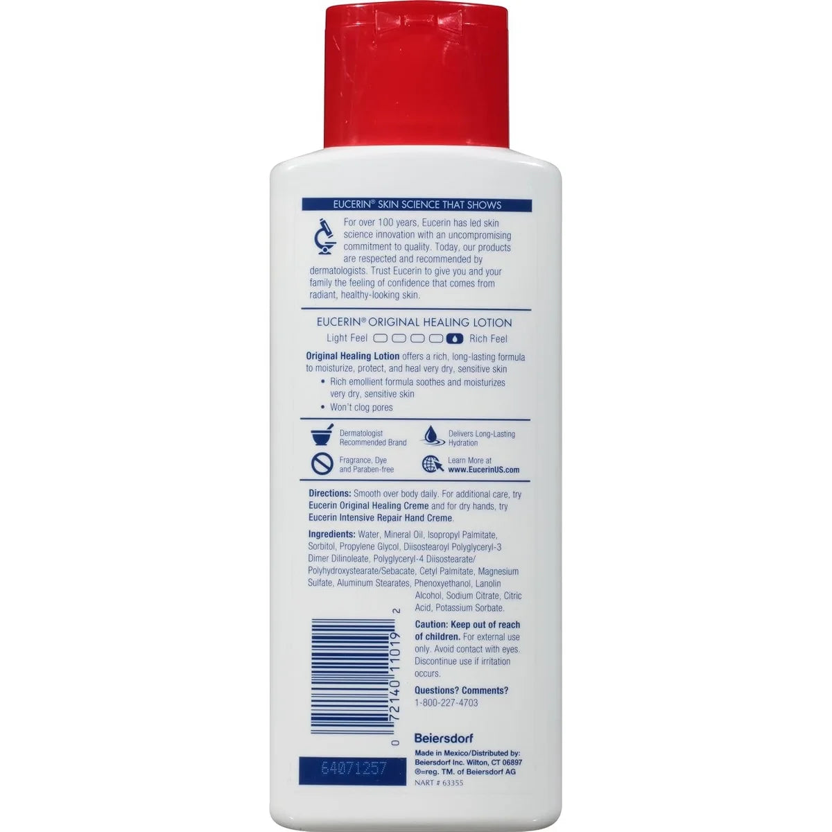 Eucerin Original Moisturizing Lotion Long Lasting Dry Skin Hydration Formula 8.4 oz