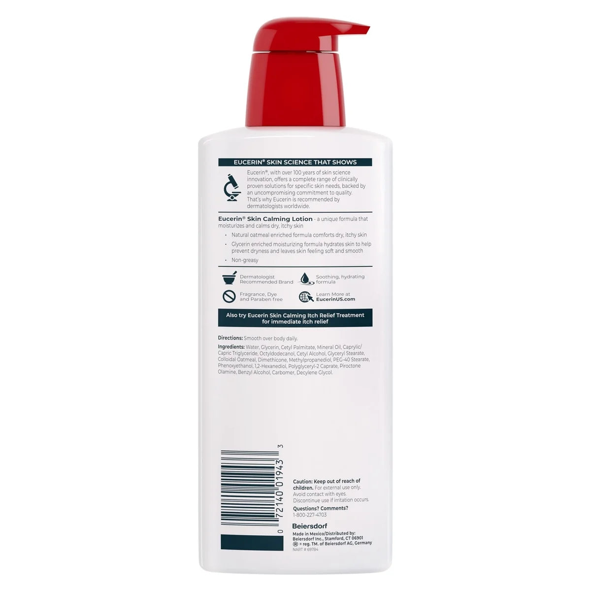 Eucerin Skin Calming Body Lotion for Dry and Itchy Skin Unscented - 16.9 fl oz