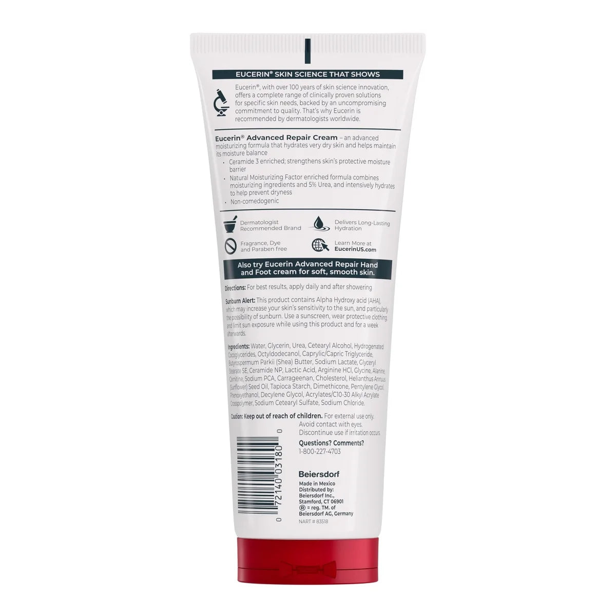 Eucerin Advanced Repair Body Cream for Very Dry Skin Unscented - 8oz