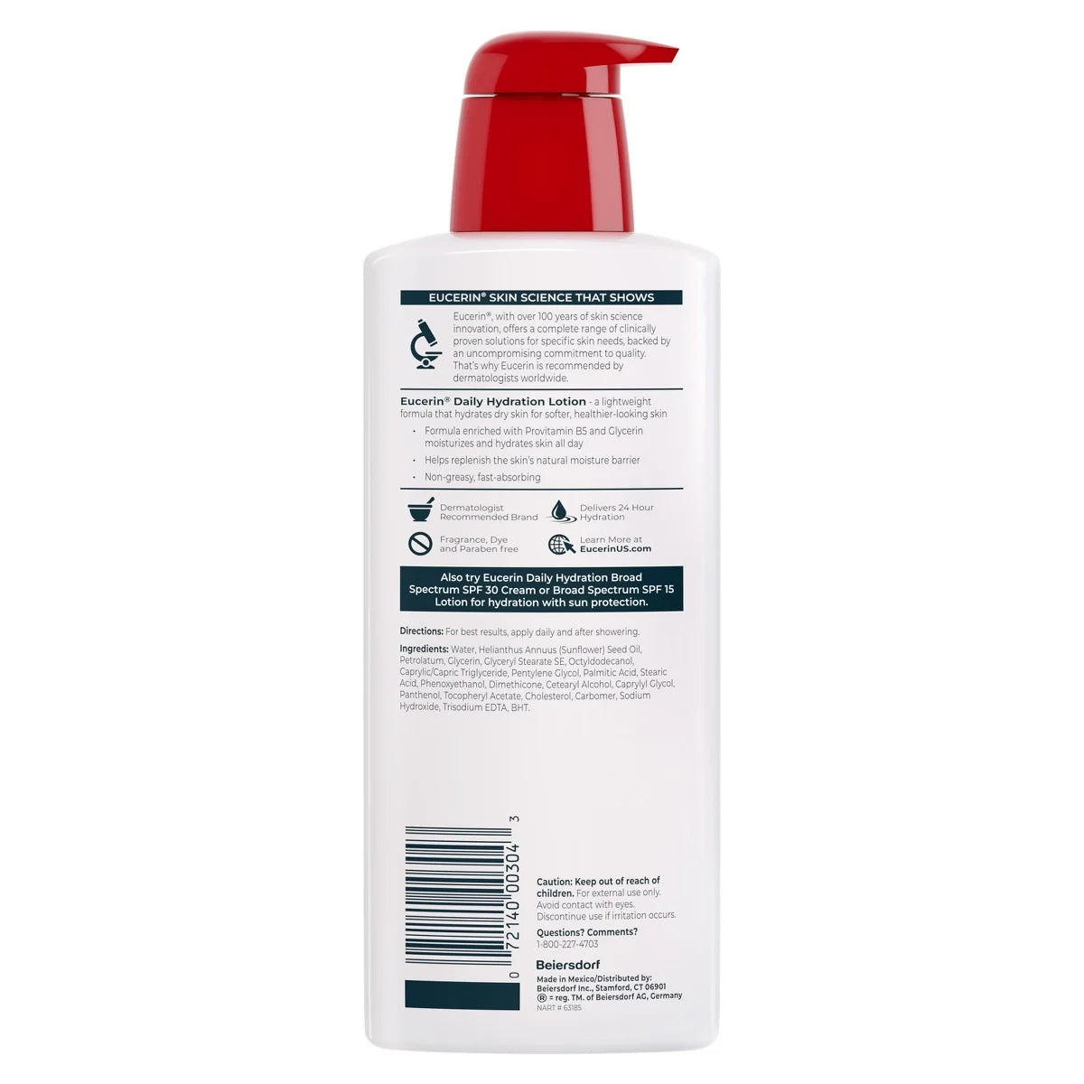 Eucerin Daily Hydration Unscented Body Lotion for Sensitive Dry Skin - 16.9 fl oz